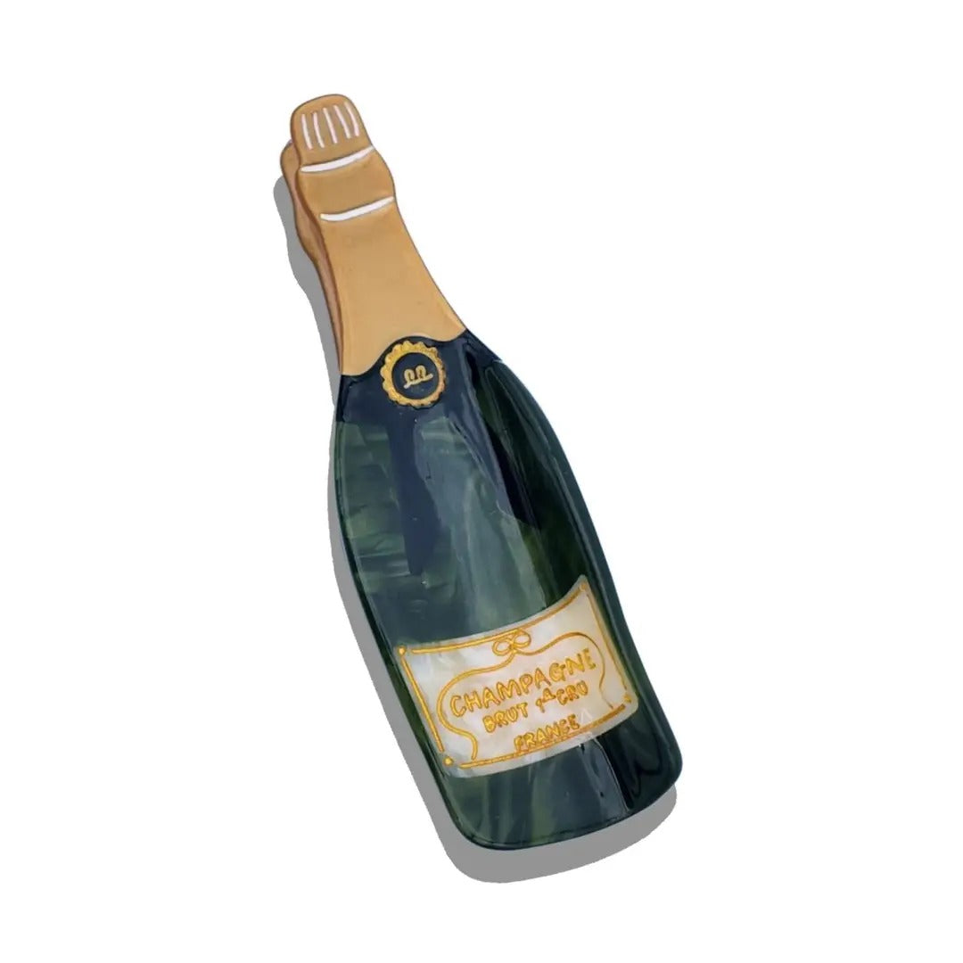 Hand Painted Champagne Bottle Hair Clip
