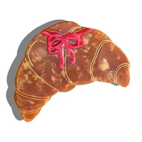Hand Painted Croissant Claw Hair Clip
