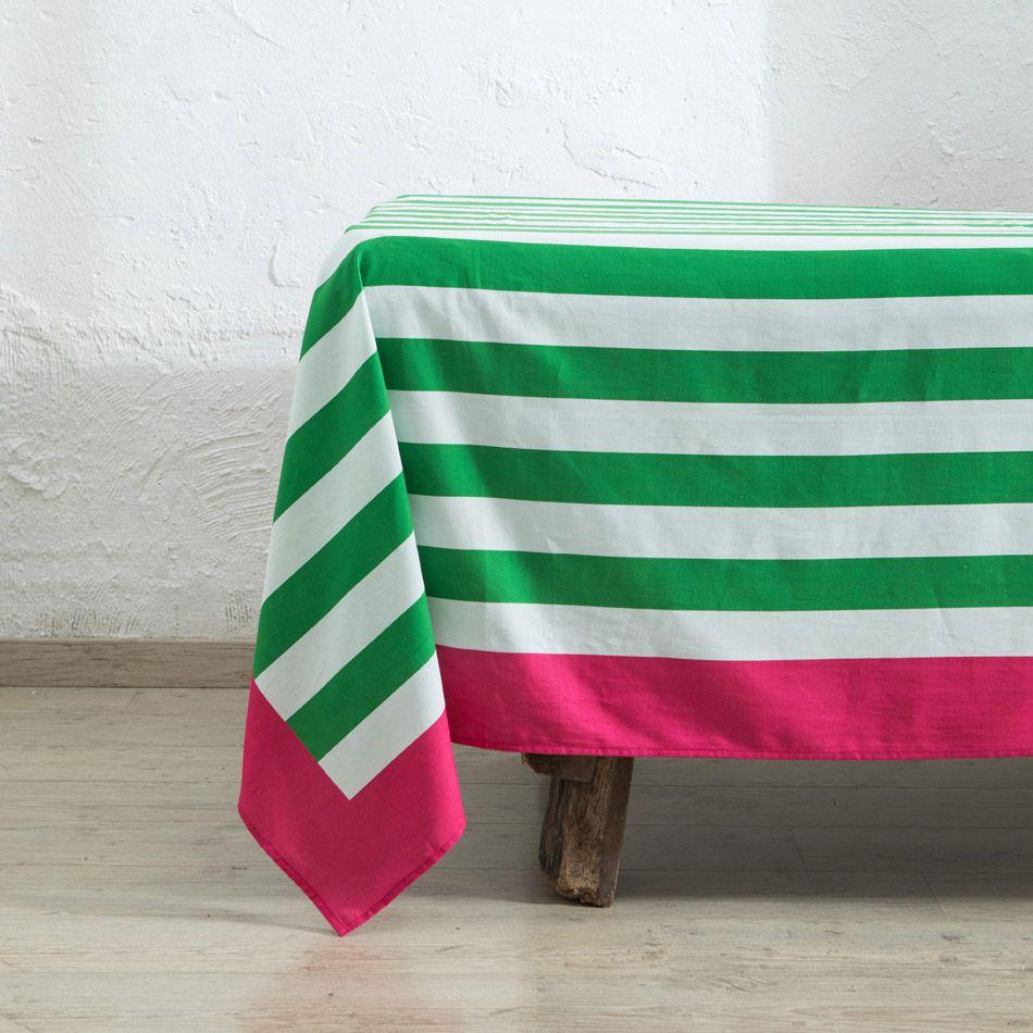 Green Stripe Tablecloth