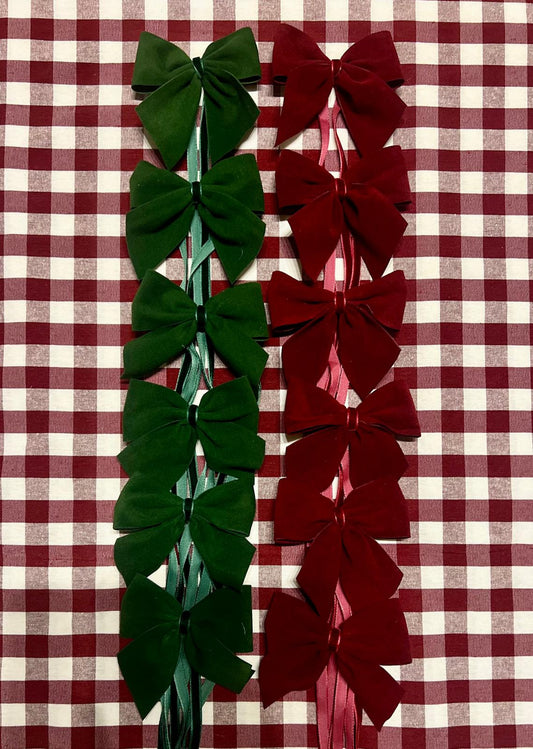 Green Velvet Napkin Ties - Set of 6