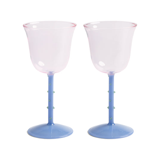 Wine Dot Blue Glasses - Set of 2