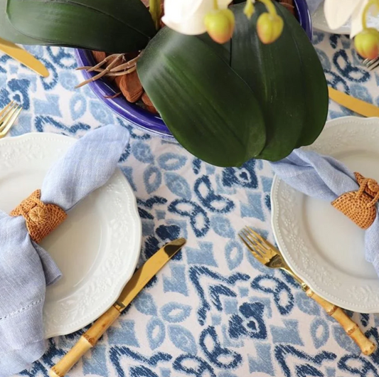 Ikat Blue Tablecloth