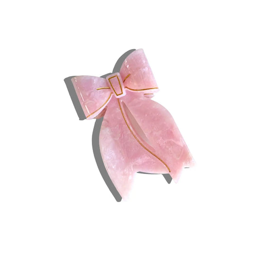 Hand Painted Pink Bow Hair Clip