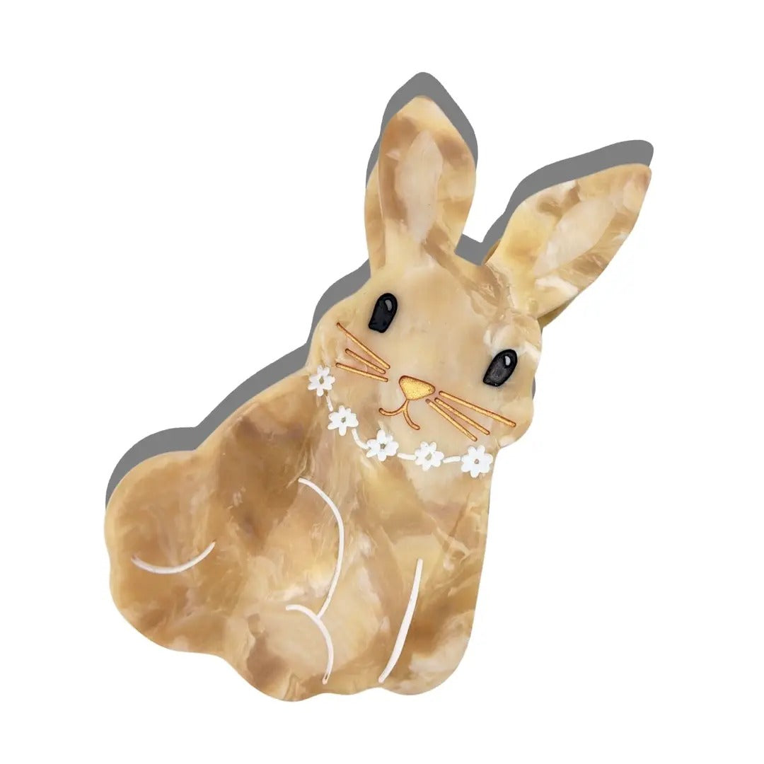 Hand Painted Bunny Claw Hair Clip