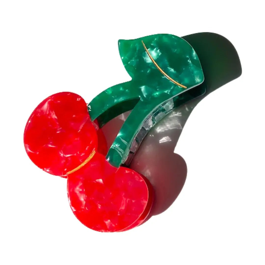 Hand Painted Red Cherry Hair Clip